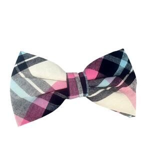 NWT OCIA Pink Blue White Plaid Men's Bow Tie